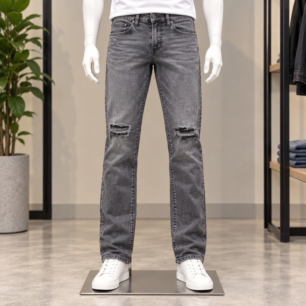 H&M &Denim Skinny Jeans Mens 30/32 Black Distressed Ripped Knee Slim Fit